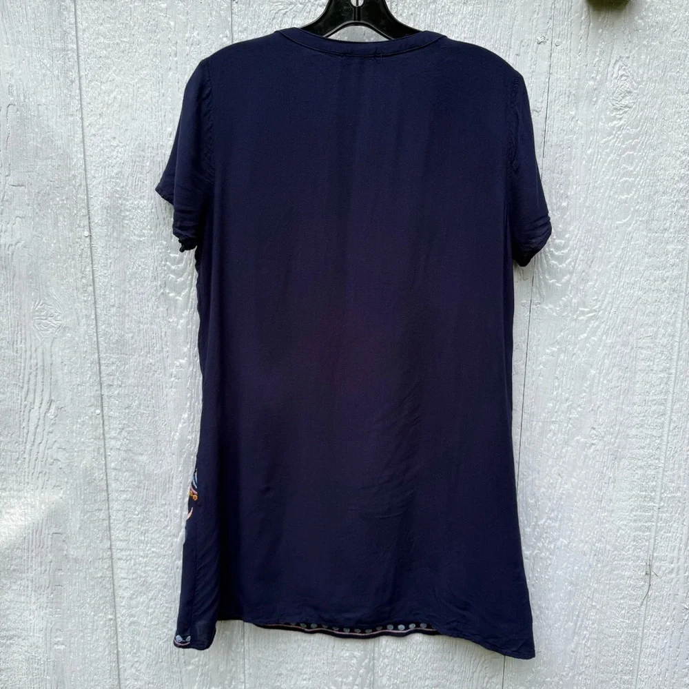 Skies Are Blue Women's Blue Embroidered Paisley Rayon Dress Cover-Up Lined M - Picture 4 of 7